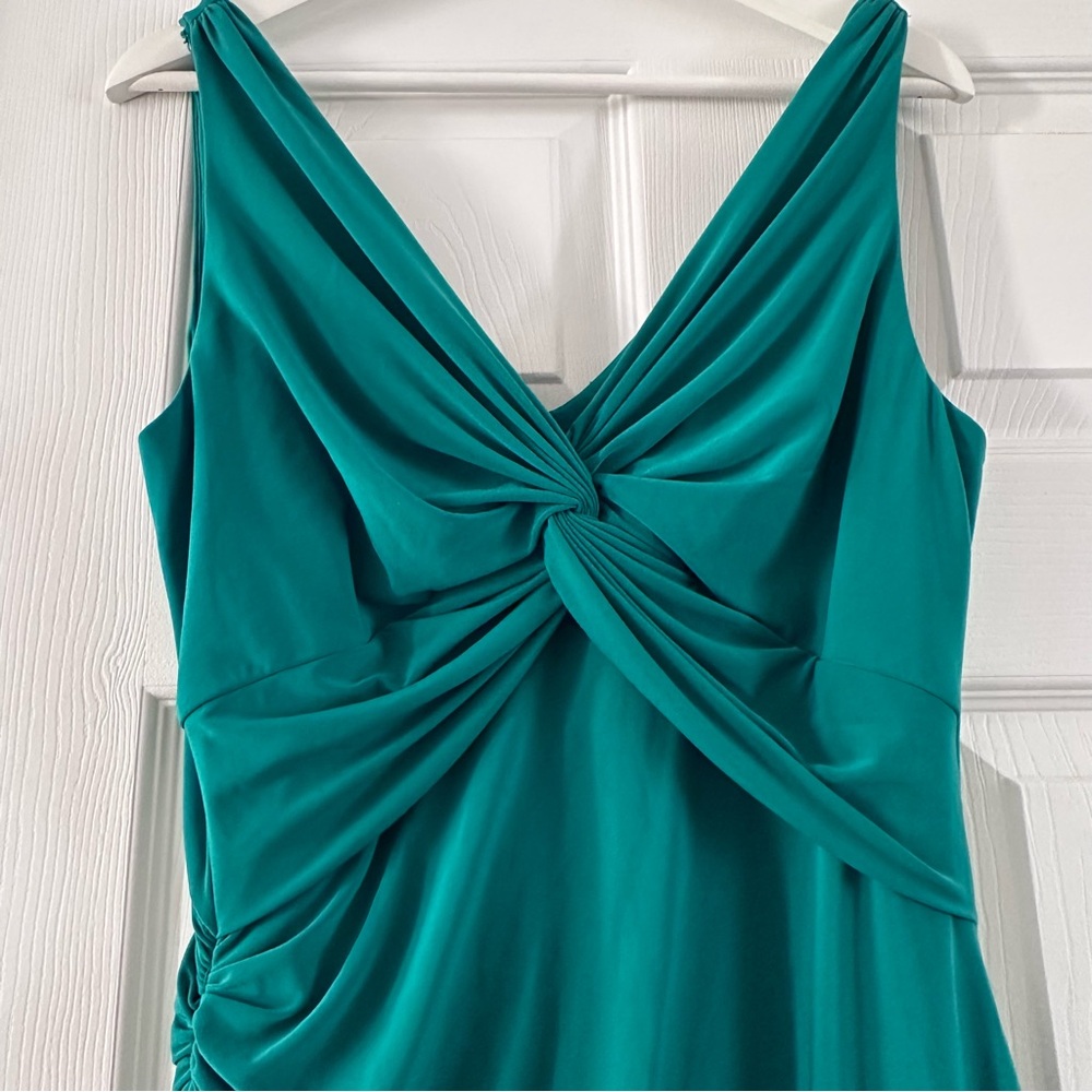 Lauren Ralph Lauren Ruched Knot Front Cocktail Sheath Dress Green Size 14 Formal - Picture 2 of 9